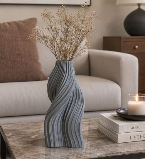 Grey Curvaceous Bloom 3D Vase