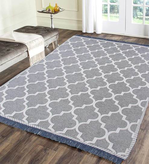 Grey Chenille Abstract 4 x 6 Feet Machine Made Carpet
