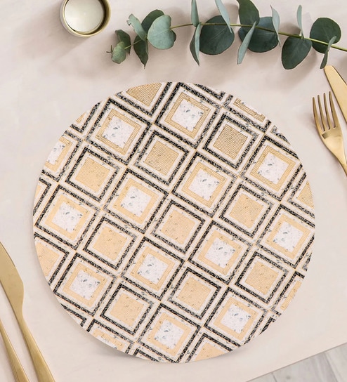 Grey Diamond Multicolor (9" Dia) MDF Wood 1Pc Trivets