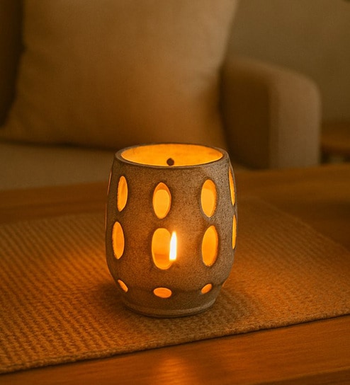 Grey Distress Finish Clay T-Light