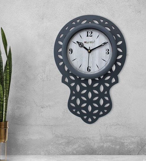 Avilly Grey Grey Engineered Wood Wall Clock