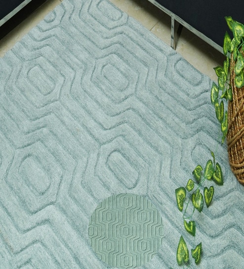 Grey Floral Wool Hand Tufted Carpet