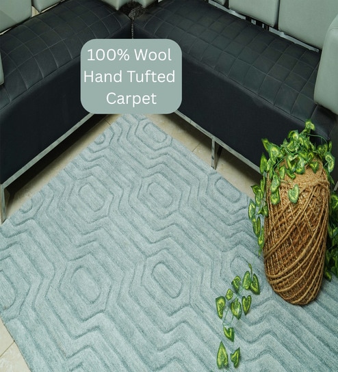 Grey Floral Wool Hand Tufted Carpet-image-1