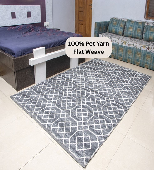 the woven legacy Grey Geometrical Pet Hand Woven Carpet-picture-10