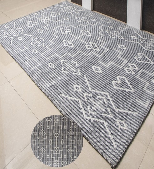 Grey Geometrical Pet Hand Woven Carpet