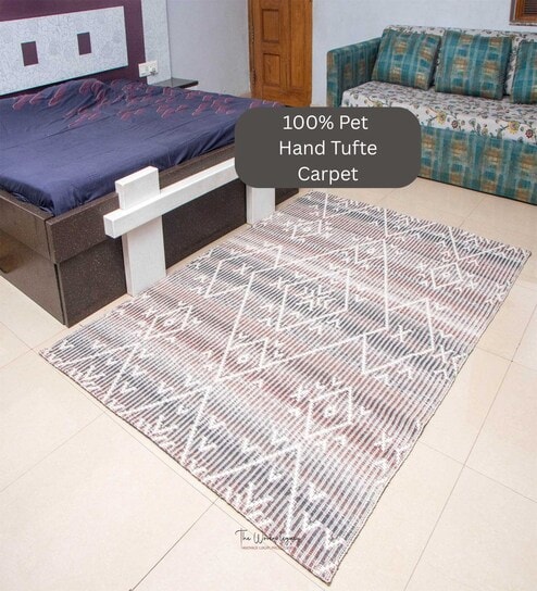 the woven legacy Grey Geometrical Pet 7X5 Feet Hand Tufted Carpet-picture-19