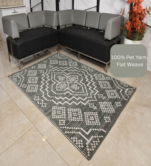 the woven legacy Grey Geometrical Pet 7X5 Feet Hand Woven Carpet-picture-37