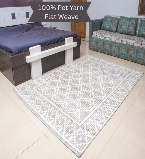 the woven legacy Grey Geometrical Pet 8X5 Feet Hand Woven Carpet-picture-10
