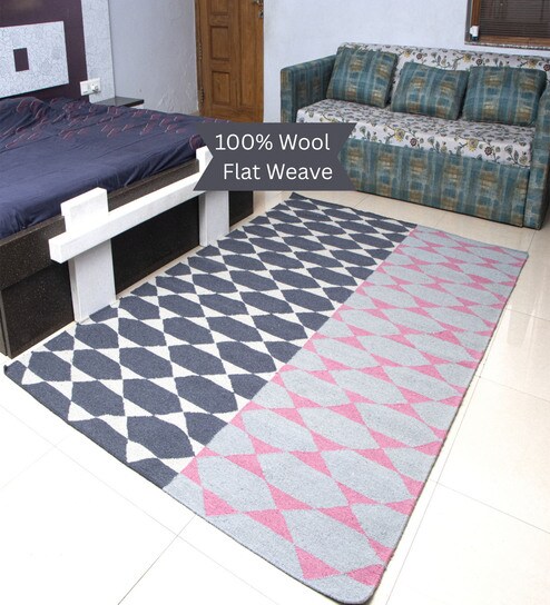 the woven legacy Grey Geometrical Wool Hand Woven Carpet-picture-15