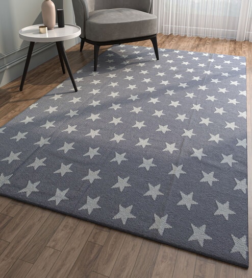 Grey Geometrical Wool 6 ft X 9 ft Rectangle Flat Weaves