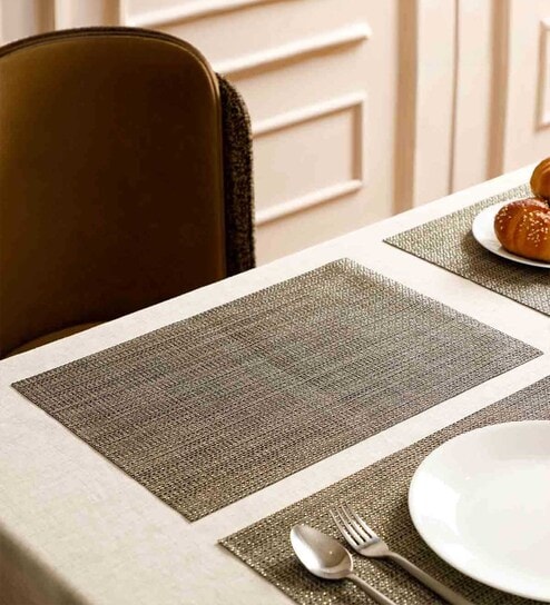 Grey Hadley Rectangular PVC Dining Table Placemat