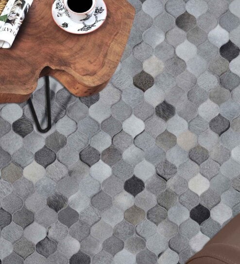 Grey Hair On Leather Abstract Hand Woven 9ftx12ft Carpet