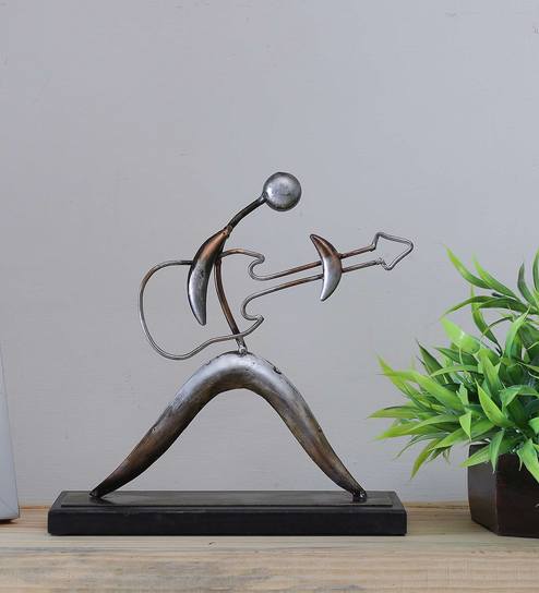 Buy Grey Iron Guitar Abstract Table Decor Figurine By Vedas Export