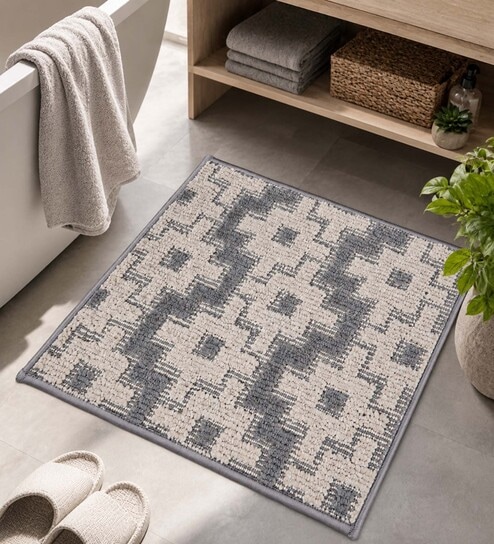 Grey Abstract Microfiber 24X16 Inches Anti-Skid Door Mat