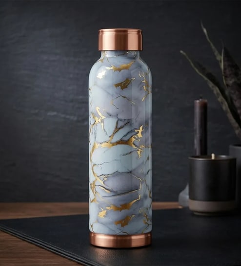 Grey Marble Gold Vein Copper Bottle Grey Marble Gold Vein Copper Bottle