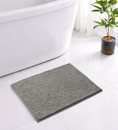 Grey Microfibre 16x24 Inches Lightweight Bath Mat
