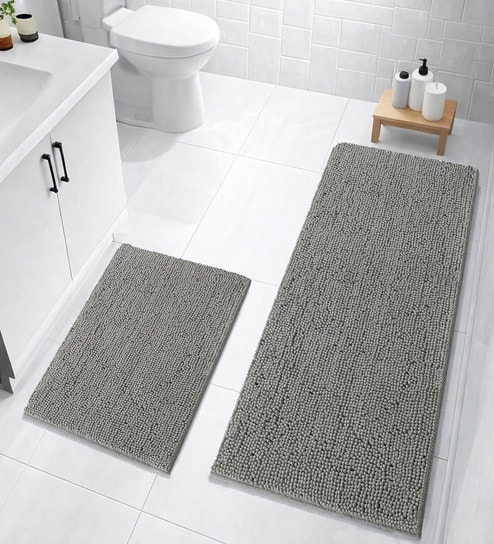 Grey Microfibre 16x24 Inches Lightweight Bath Mat