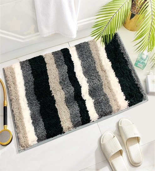 Grey Microfibre 18x30 Inches Lightweight Bath Mat