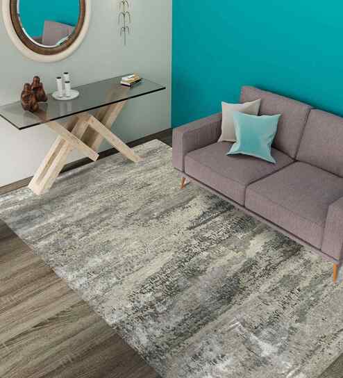 Grey Modern Handspun NZ  Wool & Art Silk  2x3 Feet Handmade  Dhurrie