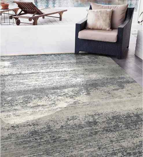 Grey Modern Raw Handspun NZ  Wool & Raw Handspun Silk 2x3 Feet Handmade  Dhurrie