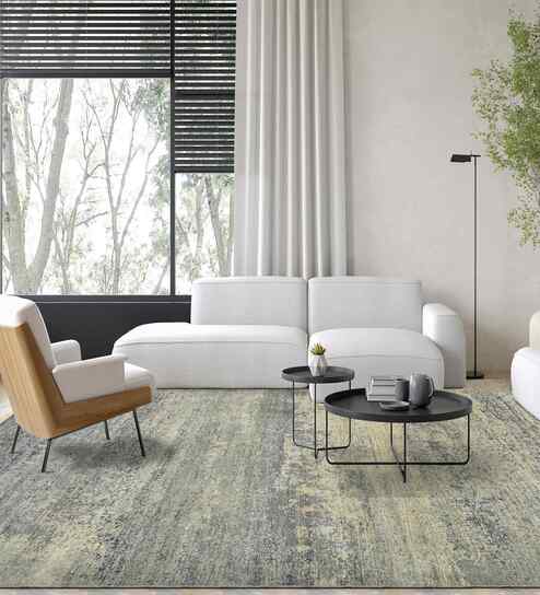 Grey Modern Raw Handspun NZ  Wool & Raw Handspun Silk 2x3 Feet Handmade  Dhurrie