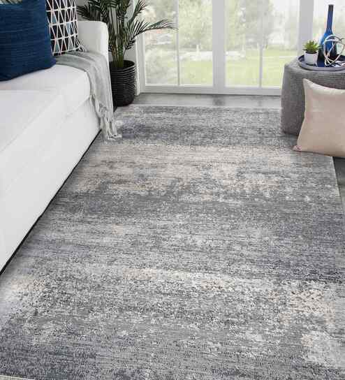 Grey Modern Raw Handspun NZ  Wool & Raw Handspun Silk 2x3 Feet Handmade  Dhurrie