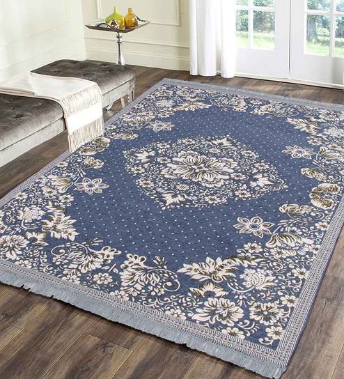Grey Chenille Vintage 4 x 6 Feet Machine Made Carpet