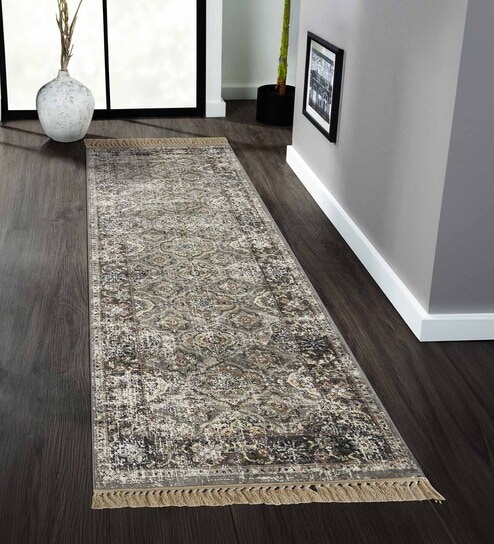 Grey Persian 2x3 Feet Machine Made Runner