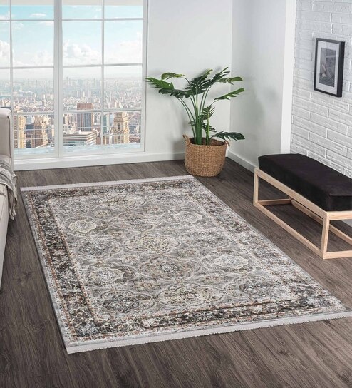 Grey Persian 3x5 Feet Machine Made Carpet