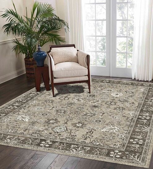 Grey Persian 3x5 Feet Machine Made Carpet