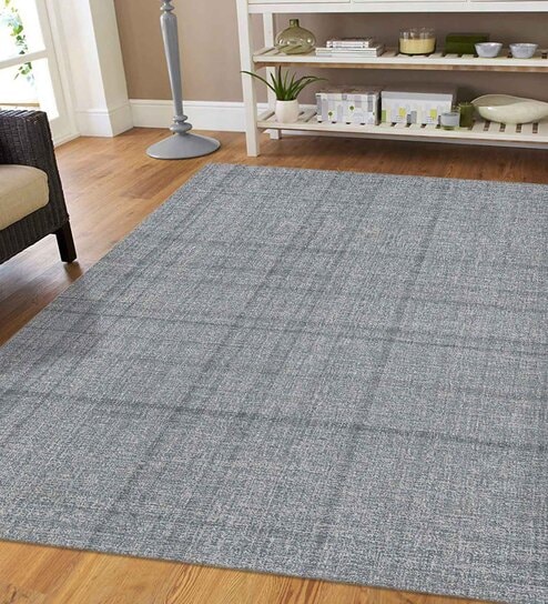 Grey Plaid Wool 2X3 Hand-Tufted Carpet