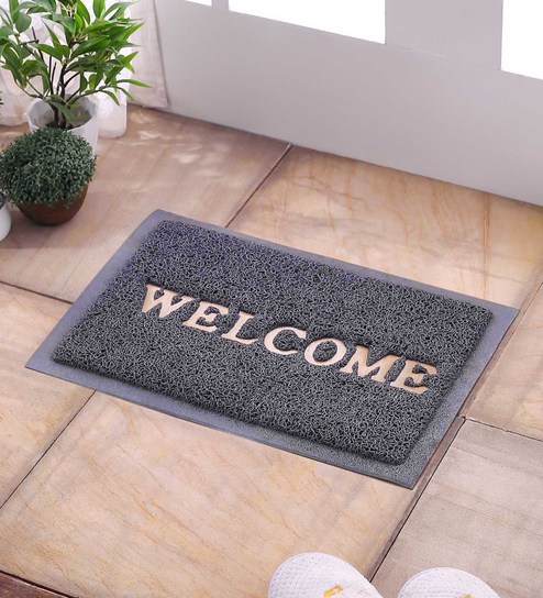 Buy Grey Plastic 15 6 X 23 6 Inch Door Mat By Welcome Online