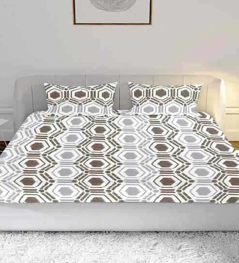 Grey Polycotton 1 Super King Bedsheet with 2 Pillow Covers