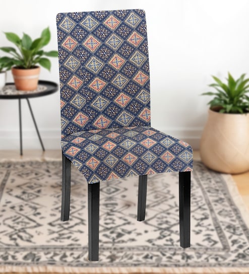Grey Polycotton Geometric 14x18 Inches Chair Covers  (1 piece)