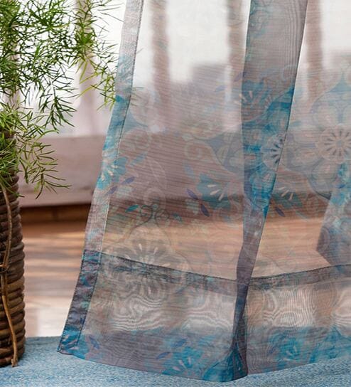 Grey Traditional Polyester 8 Ft Sheer Rod Pocket Door Curtain