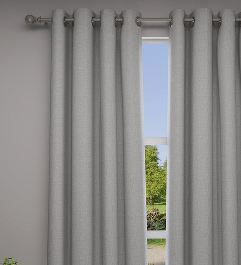 Grey Abstract Polyester 7 Ft Semisheer Eyelet Door Curtains (Set of 2) by GM Fabrics