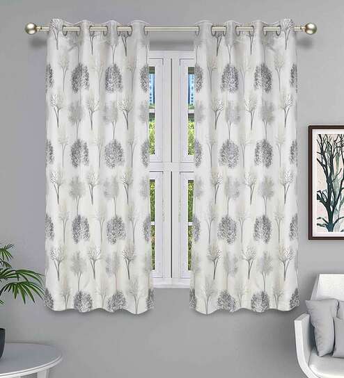 Grey Polyester Light Filtering 5 Feet Eyelet Curtain (1 Piece)