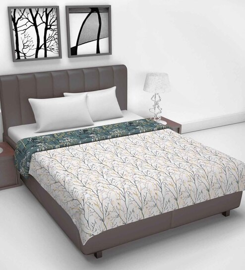 Grey Polyester Patterned 120 GSM Double Bed Dohar