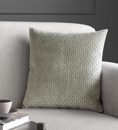 Grey Geometric Poly Viscose 16 x 16 Inches Cushion Cover by GM Fabrics