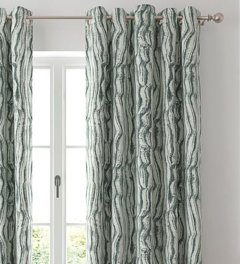 Grey Abstract Polyester 7 Ft Semisheer Eyelet Door Curtains (Set of 2) by GM Fabrics