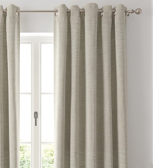 Grey Solid Polyester 7 Ft Blackout Eyelet Door Curtains (Set of 2) by GM Fabrics