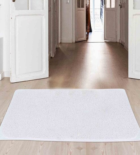Grey PVC Solid 24 X 16 Inches AntiSkid Bath Mat by The Quirk Box