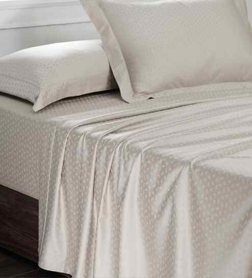 Grey Self Print 300 TC Cotton King Size Bed Sheet with 2 Pillow Covers 23 Collection