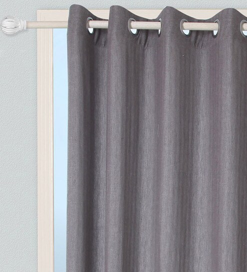 Buy Grey Semisheer Cotton 7 Feet Eyelet Door Curtain By Marigold