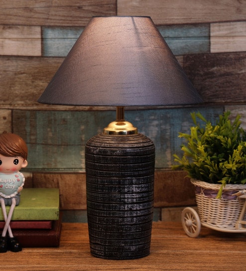 Grey Shade Table Lamp With Terracotta Base By Foziq