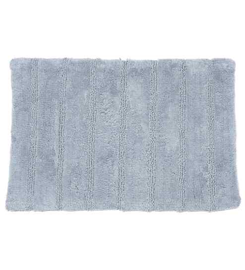 Grey Solid Cotton 16x24 Inches Anti Skid Bath Mat