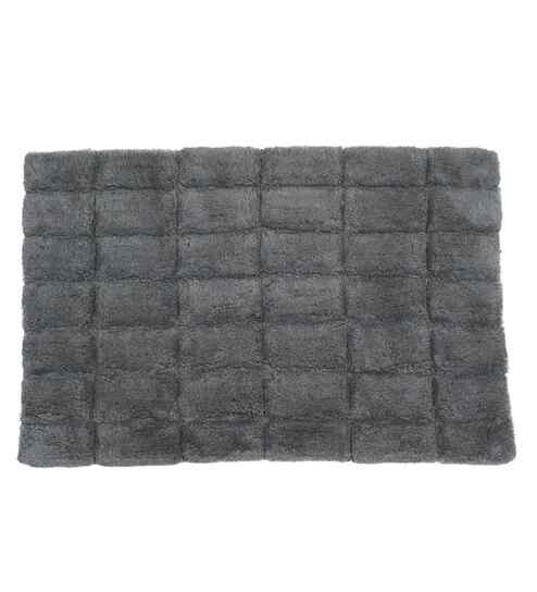 Grey Solid Cotton 20x31 Inches Anti Skid Bath Mat