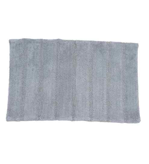 Grey Solid Cotton 20x31 Inches Anti Skid Bath Mat