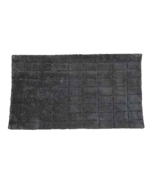 Grey Solid Cotton 28x47 Inches Anti Skid Bath Mat