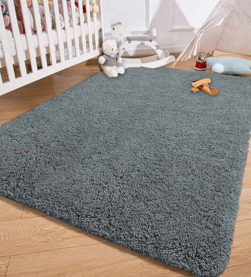 Grey Solid Microfiber 3 X 5 Feet Tufted Carpet